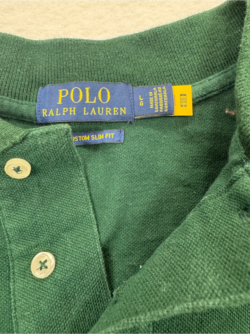 Classic Polo Ralph Lauren Green Custom Slim Fit Short Sleeve Polo Size L - Picture 5 of 7